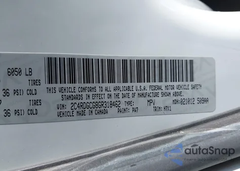 2016 Dodge Grand Caravan Sxt from USA, damaged, VIN 2C4RDGCG8GR318462